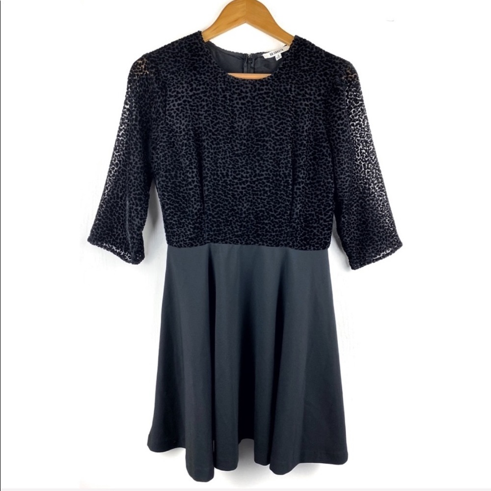 BB Dakota Black Velvet Burnout Long Sleeve Cocktail Dress